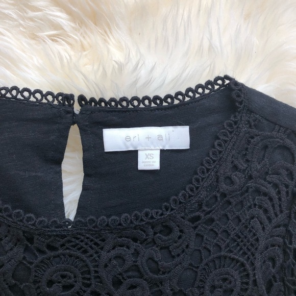 Anthropologie Eri + Ali Suzy Lace Black Top XS - Picture 3 of 6